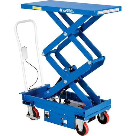 Global Industrial Battery Powered Mobile Scissor Lift Table, 40L x 20-1/2W, 660 Lb. Cap. 989062